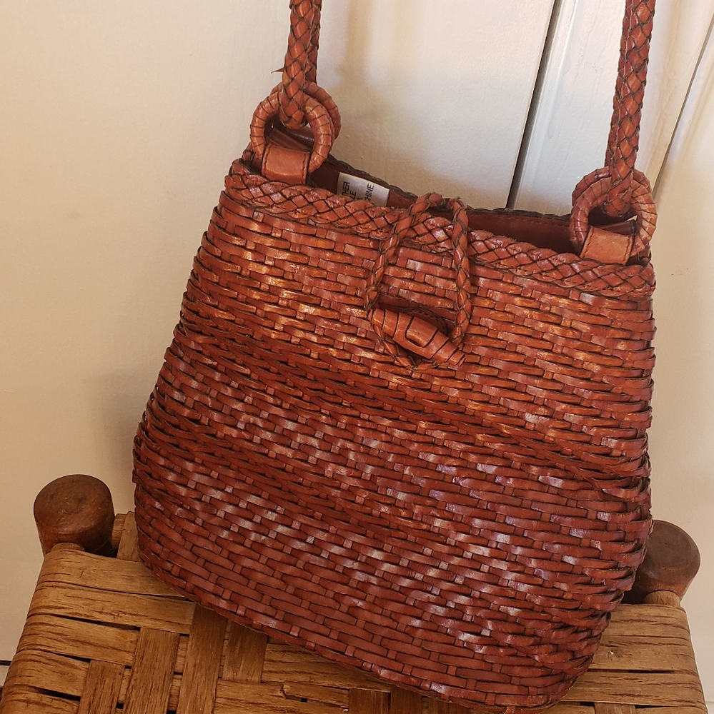 Vintage Leather Basket Weave Saddle Bag - Picture 3 of 9